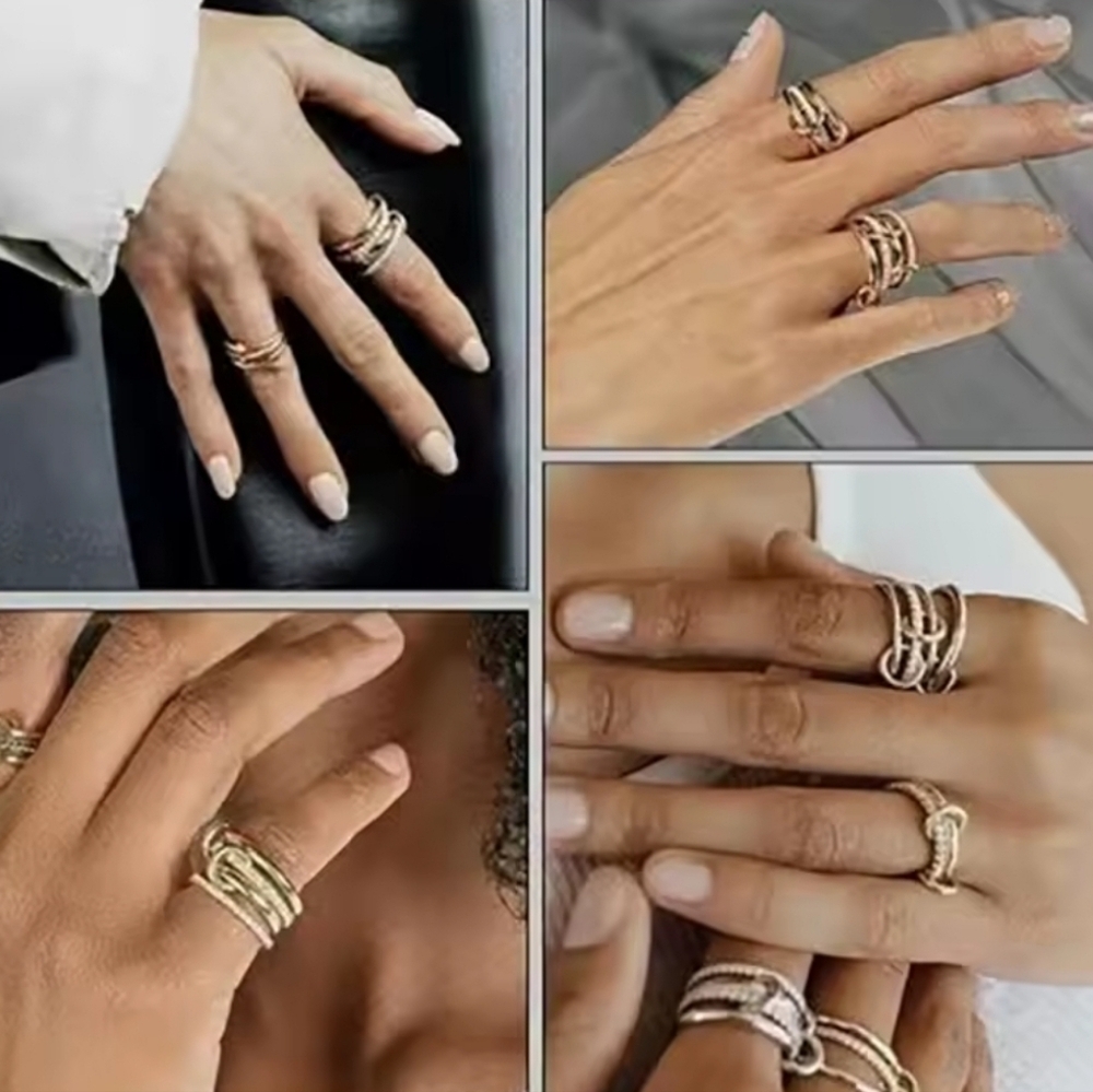NEW 2-Tone Interlocking Stacked Ring Size 6 Available - Picture 6 of 6
